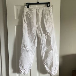Free People White Ripped Baggy Jeans